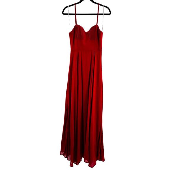 LULU'S sz S Cause for Commotion Red Pleated Bustier Maxi Party Dress NEW B99 - Picture 2 of 8
